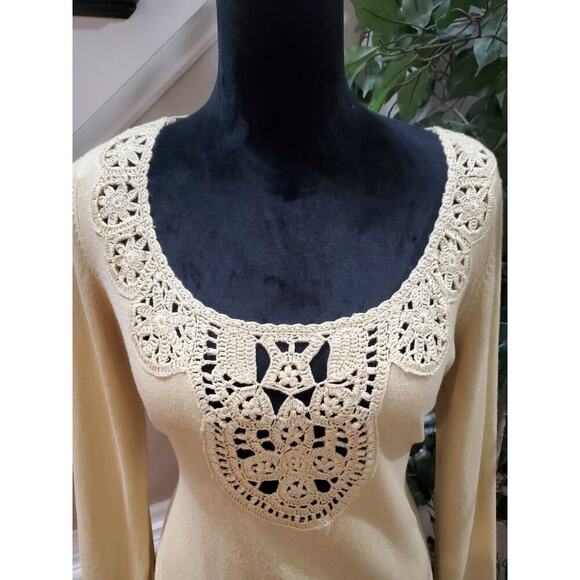 INC International Concepts Womens Beige Rayon Crochet Round Neck Sweater Large - Picture 13 of 14